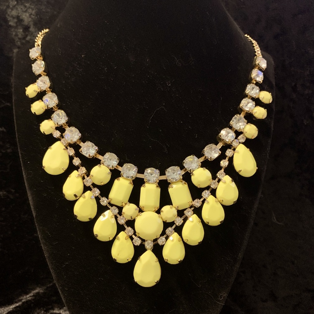 A Beautiful Buttercream Yellow Rhinestone Statement Necklace